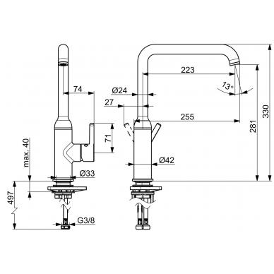 ORAS maišytuvas plautuvei Optima Style 2