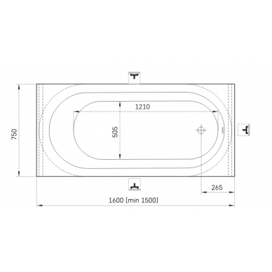 PAA akmens masės vonia 1600x750 VARIO M 8