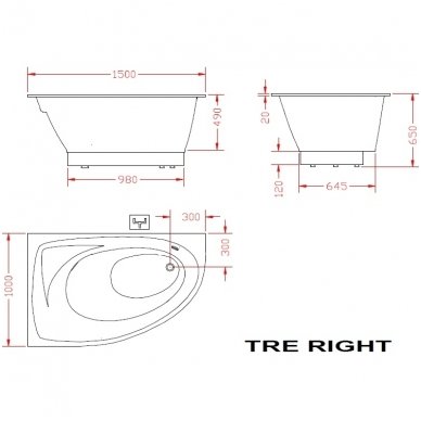 PAA asimetrinė vonia Tre 1500x1000 5