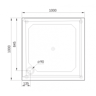 PAA dušo padėklas CLASSIC KV100 100x100 5