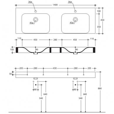 Kerasan dvigubas praustuvas Cento 1400x450 3536 2
