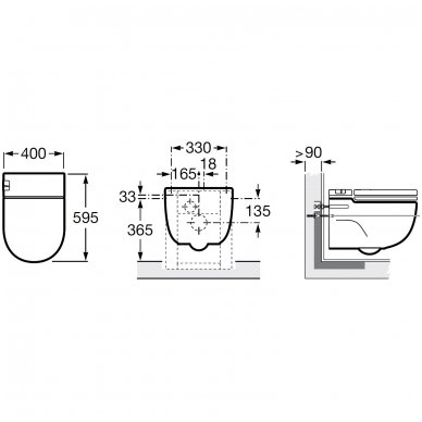 Roca pakabinamas WC su dangčiu Meridian In-Tank A893301000 7