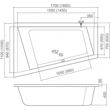 Roth asimetrinė vonia Kubic Asymmetric 1600x1030 4