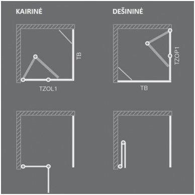 Roth kvadratinė dušo kabina TZOL1+TB/TZOP1+TB 1000x1000 2