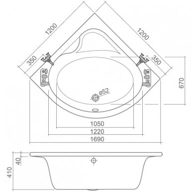 Roth kampinė vonia Flora Neo 1200x1200 2