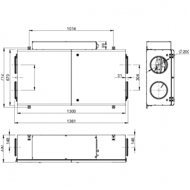 SALDA RIS 400 PE 0.9 EKO 3.0 palubinis rekuperatorius 2