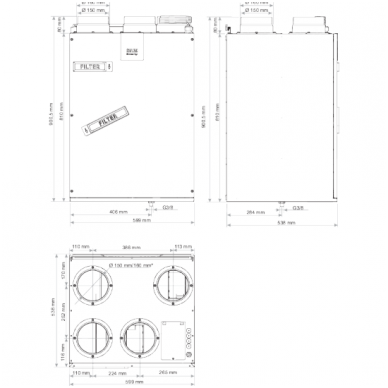SALDA SMARTY 3X V 1.3 vertikalus priešpriešinių srautų plokštelinis rekuperatorius 2