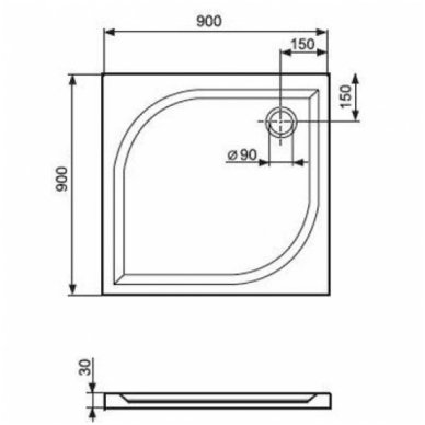 Roth kvadratinis dušo padėklas Aloha-M 900x900 8000154 5