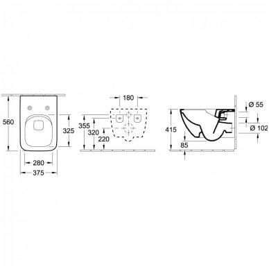 Villeroy&Boch pakabinamas WC su dangčiu Softclose Venticello 4611RS01 4