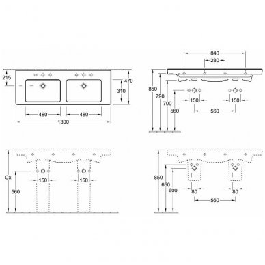 Villeroy&Boch dvigubas praustuvas 1300x470 Subway 2.0 7175D001 2