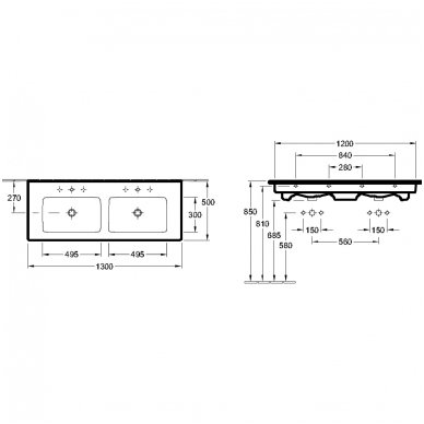 Villeroy & Boch dvigubas praustuvas 1300x500 Venticello 4111DL01 3