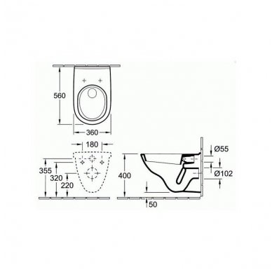 Villeroy&Boch pakabinamas WC su dangčiu Softclose ir C+ danga O.Novo 5660H1R1 4
