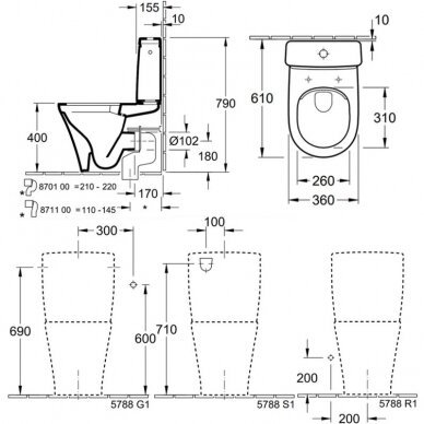 Villeroy&Boch pastatomas WC su dangčiu Softclose O.Novo Compact 2