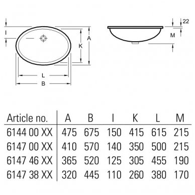Villeroy&Boch po stalviršiu montuojamas praustuvas 615x415 Evana 61440001 2