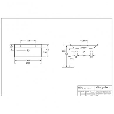 Villeroy&Boch praustuvas 1000x470 Avento 4156A501 2