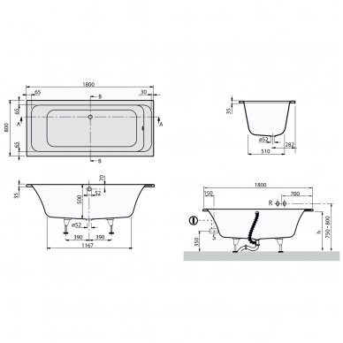 Villeroy&Boch vonia Omnia Architectura Duo 1800x800 UBA 180 ARA 2V-01 2
