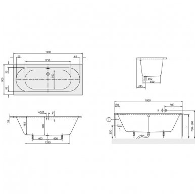 Villeroy&Boch vonia O.Novo Duo 1900x900 UBA 190 CAS 2V-01 2