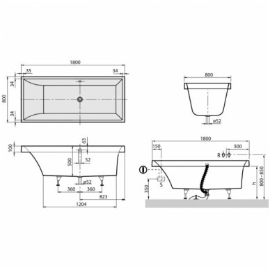 Villeroy&Boch vonia Squaro Duo 1800x800 UBQ 180 SQR 2V-01 2