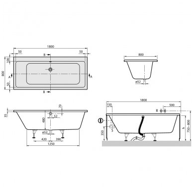 Villeroy&Boch vonia Subway Duo 1800x800 UBA 180 SUB 2V-01 2