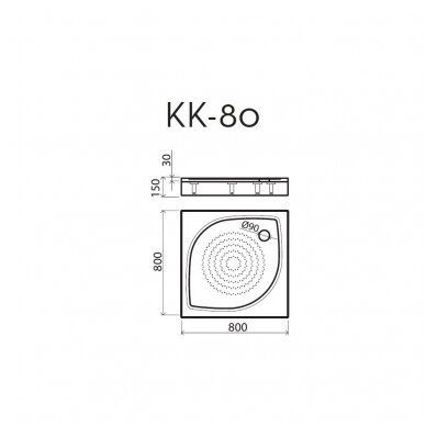 Vispool kvadratinis dušo padėklas KK-80 2