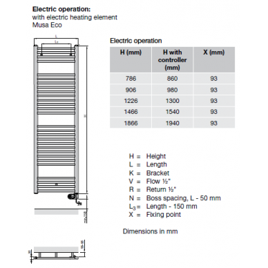 Zehnder elektrinis rankšluosčių džiovintuvas 500x906 200W Aura 4
